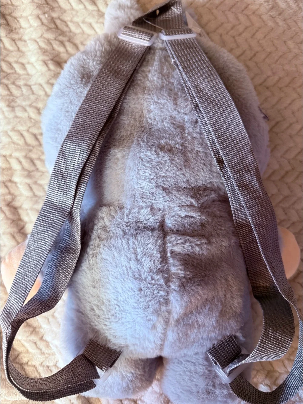 Plush Grey Bunny Monster Kids Backpack - Soft Plush Companion